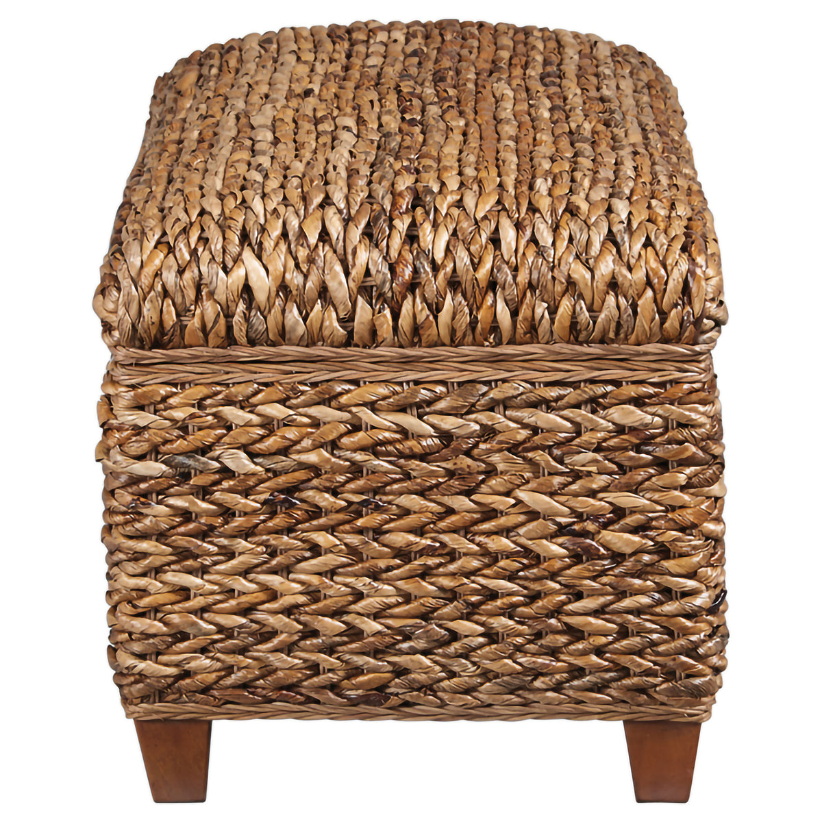 Laughton Hand-Woven Banana Leaf Storage Bench - Amber