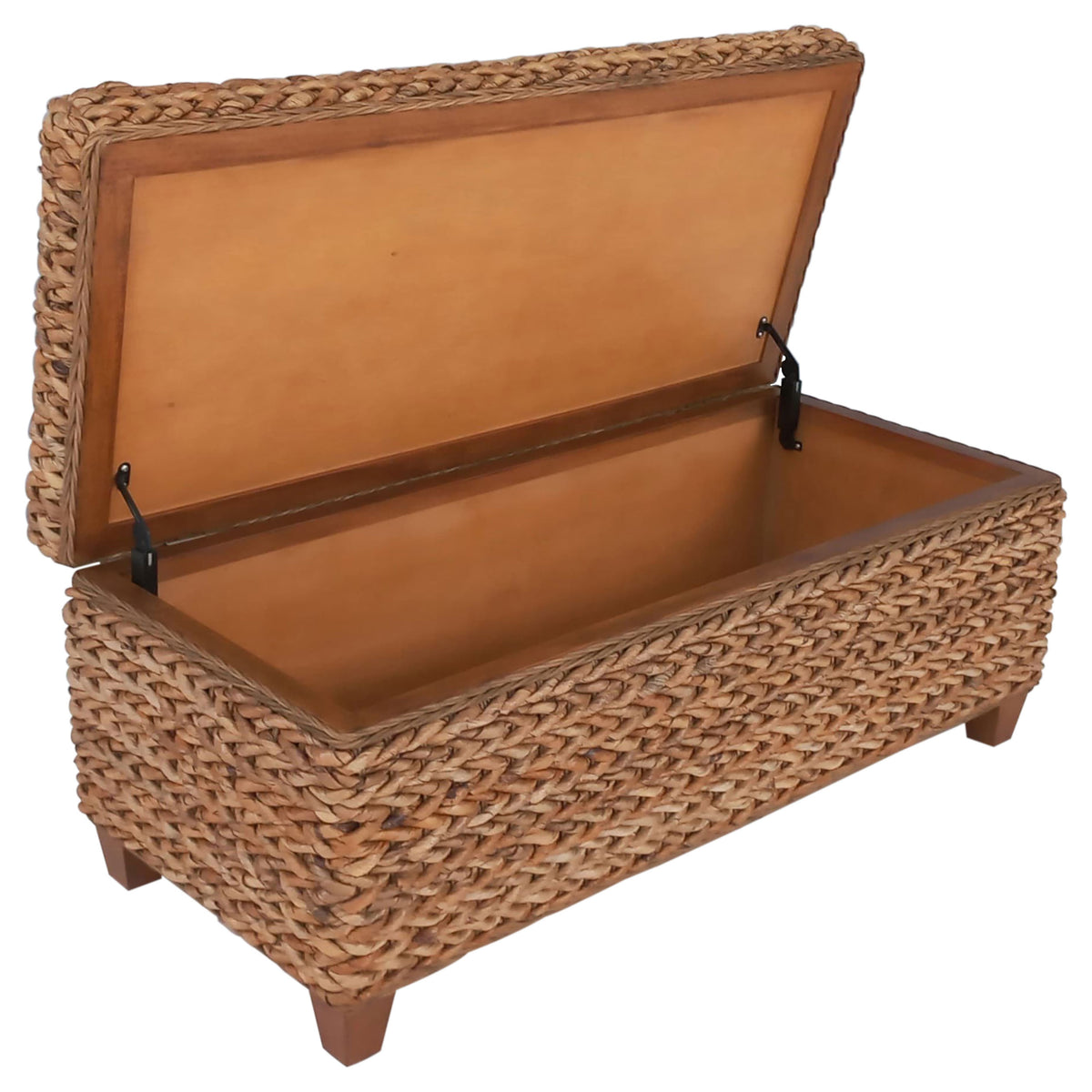 Laughton Hand-Woven Banana Leaf Storage Bench - Amber