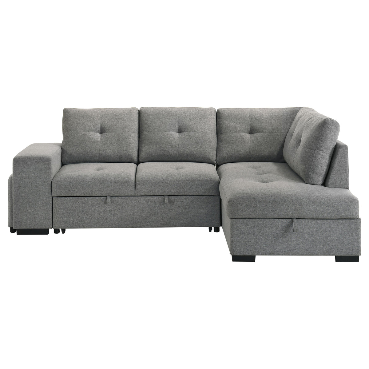 Roanne Fabric Upholstered Sleeper Sectional Sofa Grey