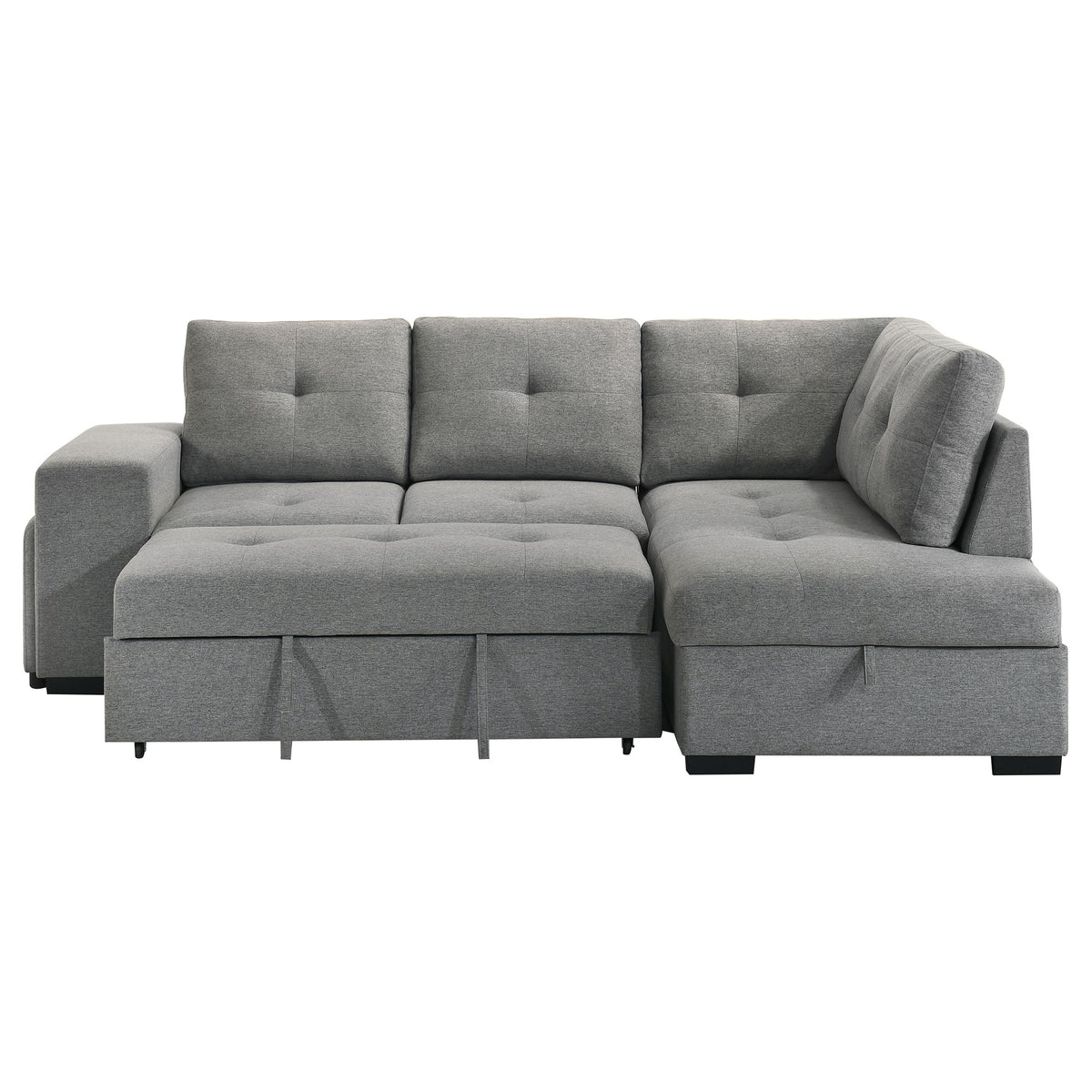 Roanne Fabric Upholstered Sleeper Sectional Sofa Grey