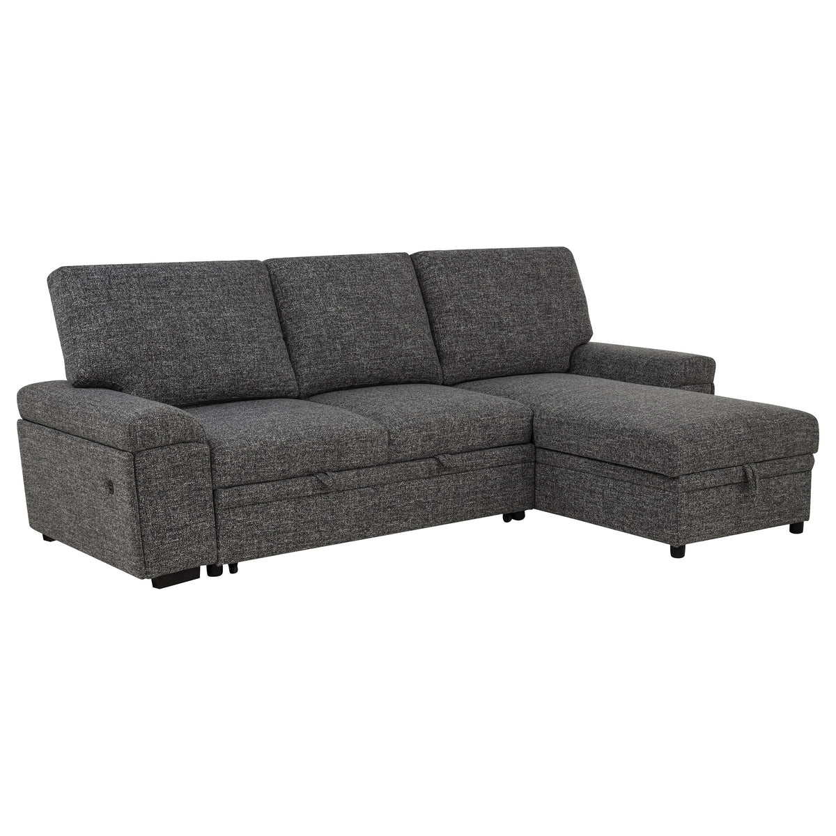 Demko Sleeper Sectional Sofa with Speaker and Storage Chaise - Granite