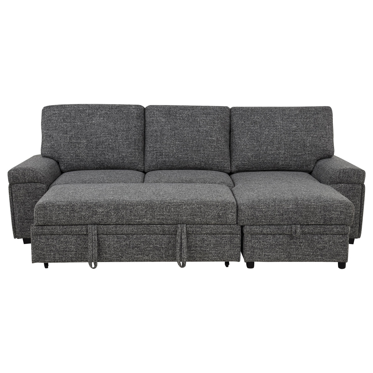 Demko Sleeper Sectional Sofa with Speaker and Storage Chaise - Granite