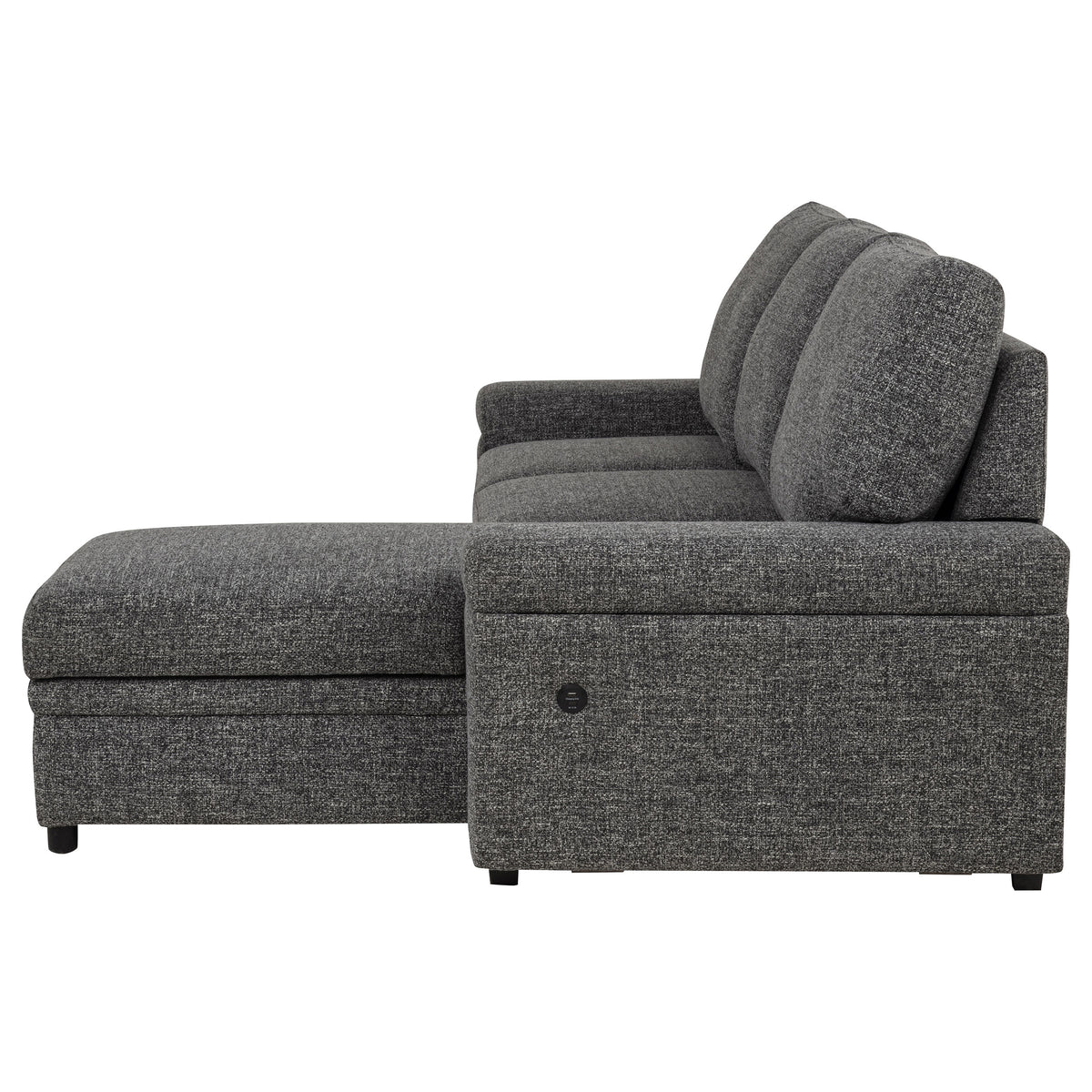 Demko Sleeper Sectional Sofa with Speaker and Storage Chaise - Granite