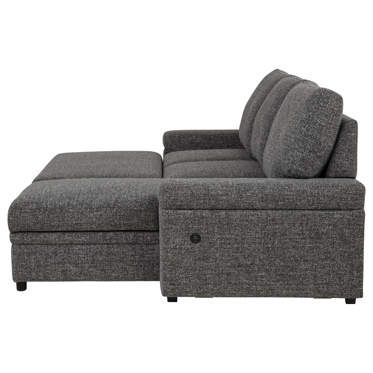 Demko Sleeper Sectional Sofa with Speaker and Storage Chaise - Granite