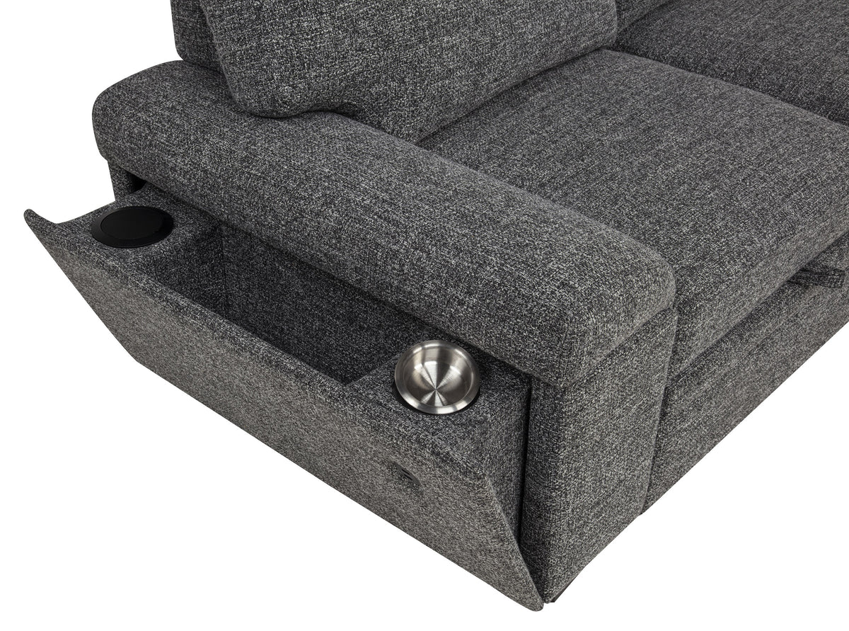 Demko Sleeper Sectional Sofa with Speaker and Storage Chaise - Granite