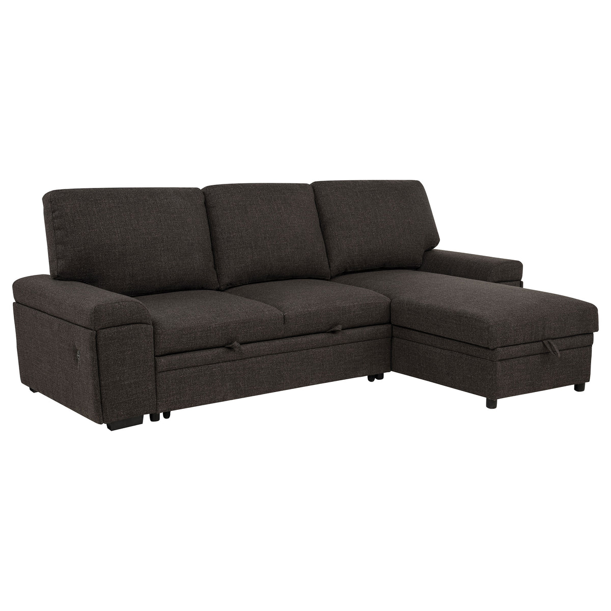 Demko Sleeper Sectional Sofa with Speaker and Storage Chaise - Brown