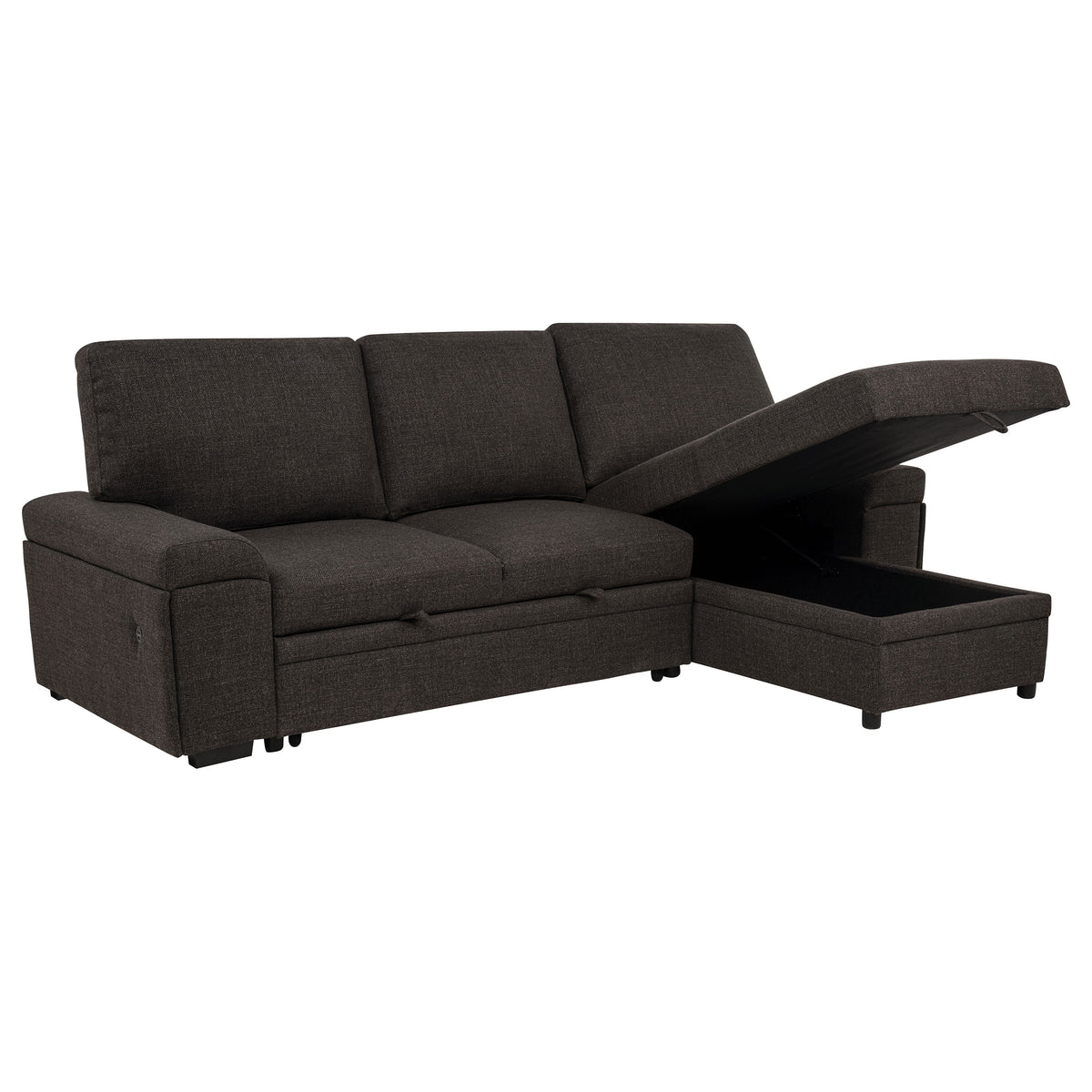 Demko Sleeper Sectional Sofa with Speaker and Storage Chaise - Brown