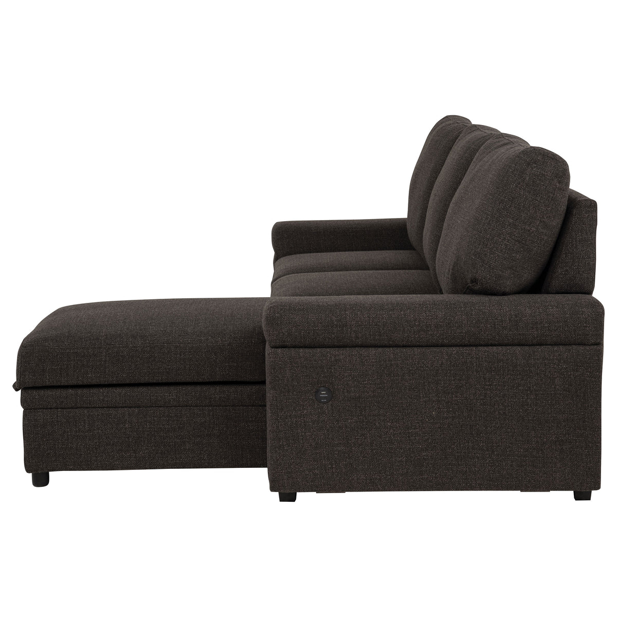 Demko Sleeper Sectional Sofa with Speaker and Storage Chaise - Brown