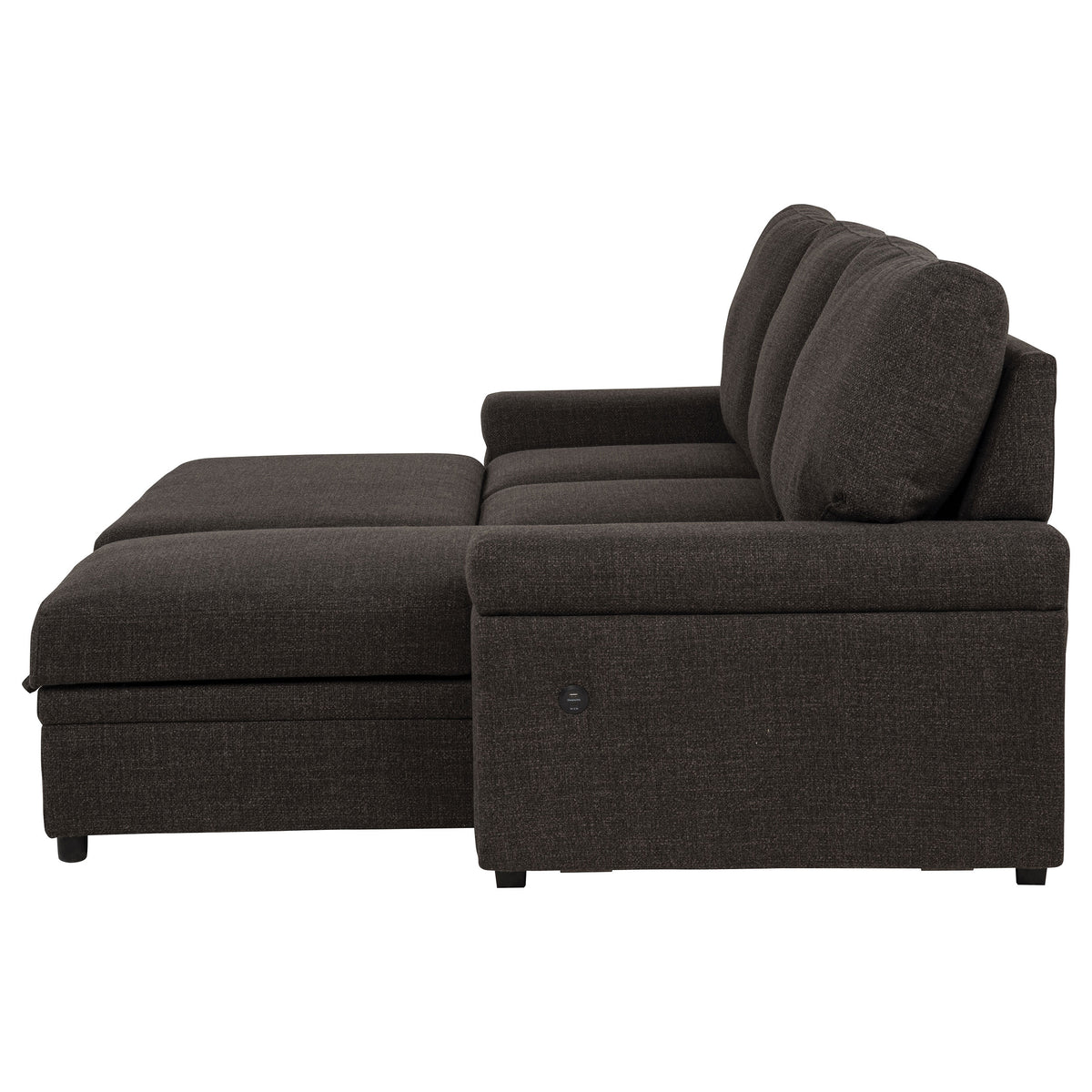 Demko Sleeper Sectional Sofa with Speaker and Storage Chaise - Brown