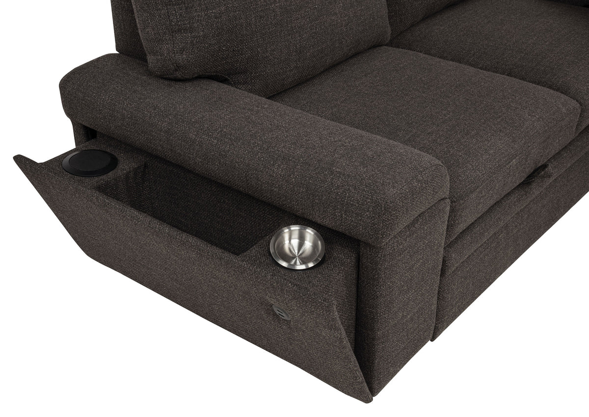 Demko Sleeper Sectional Sofa with Speaker and Storage Chaise - Brown
