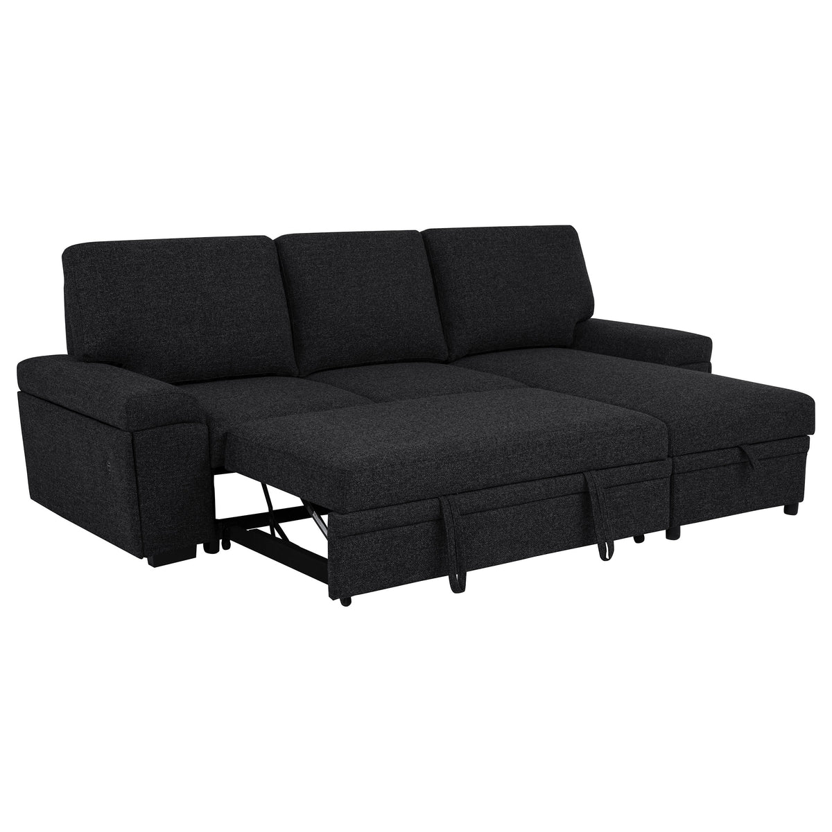 Demko Sleeper Sectional Sofa with Speaker and Storage Chaise - Black