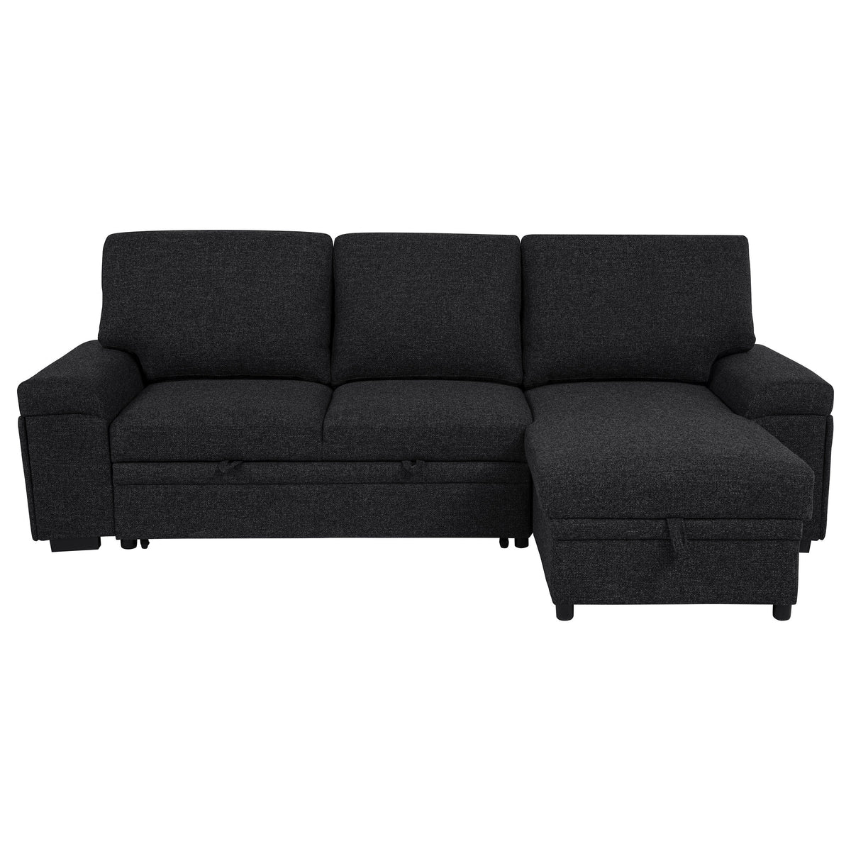 Demko Sleeper Sectional Sofa with Speaker and Storage Chaise - Black