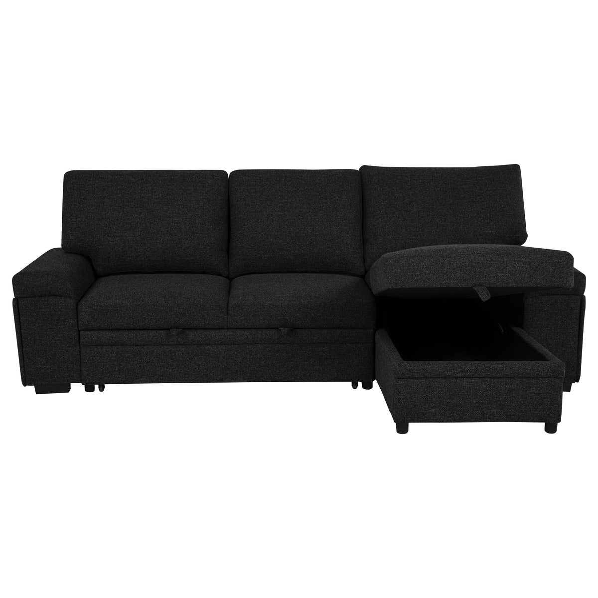 Demko Sleeper Sectional Sofa with Speaker and Storage Chaise - Black
