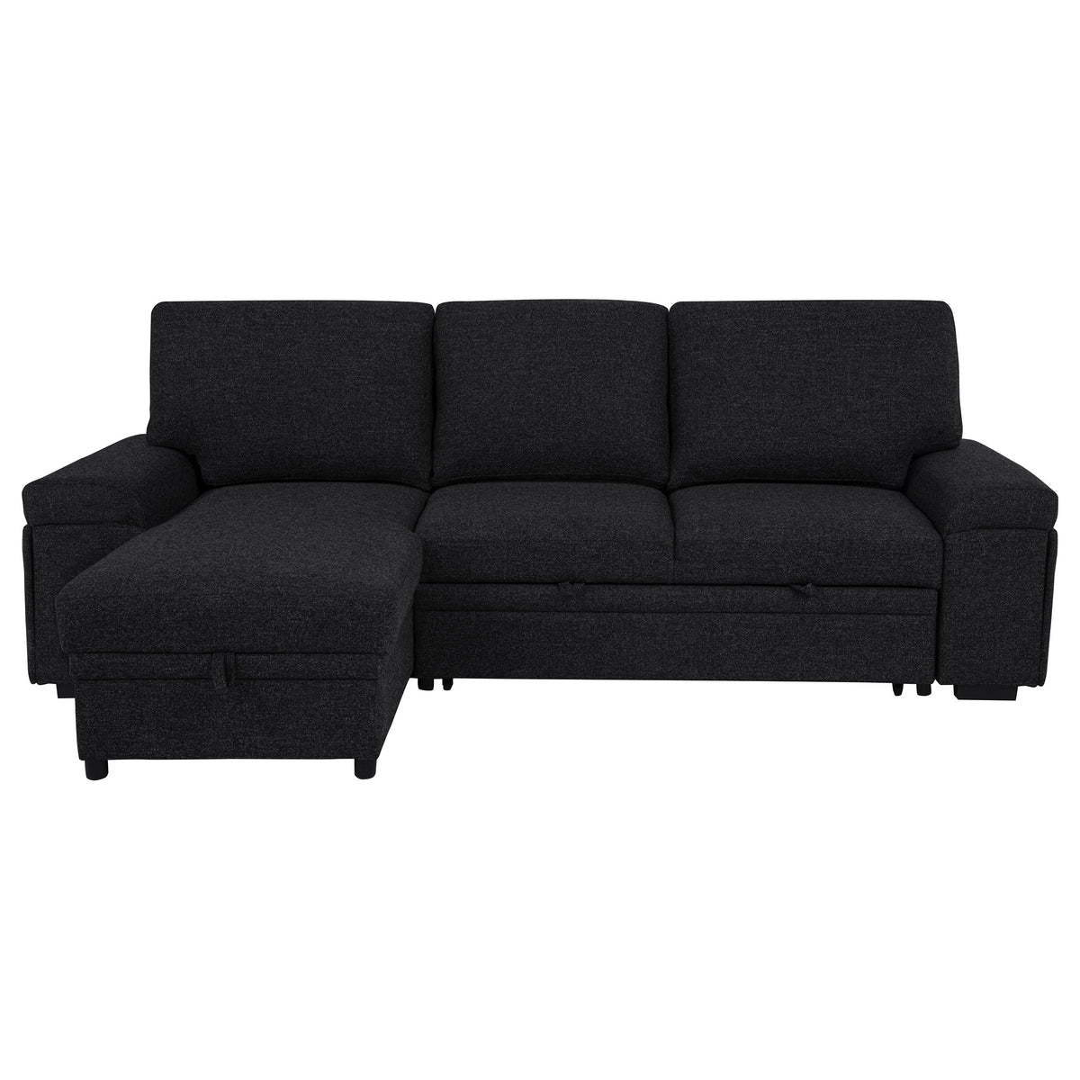 Demko Sleeper Sectional Sofa with Speaker and Storage Chaise - Black