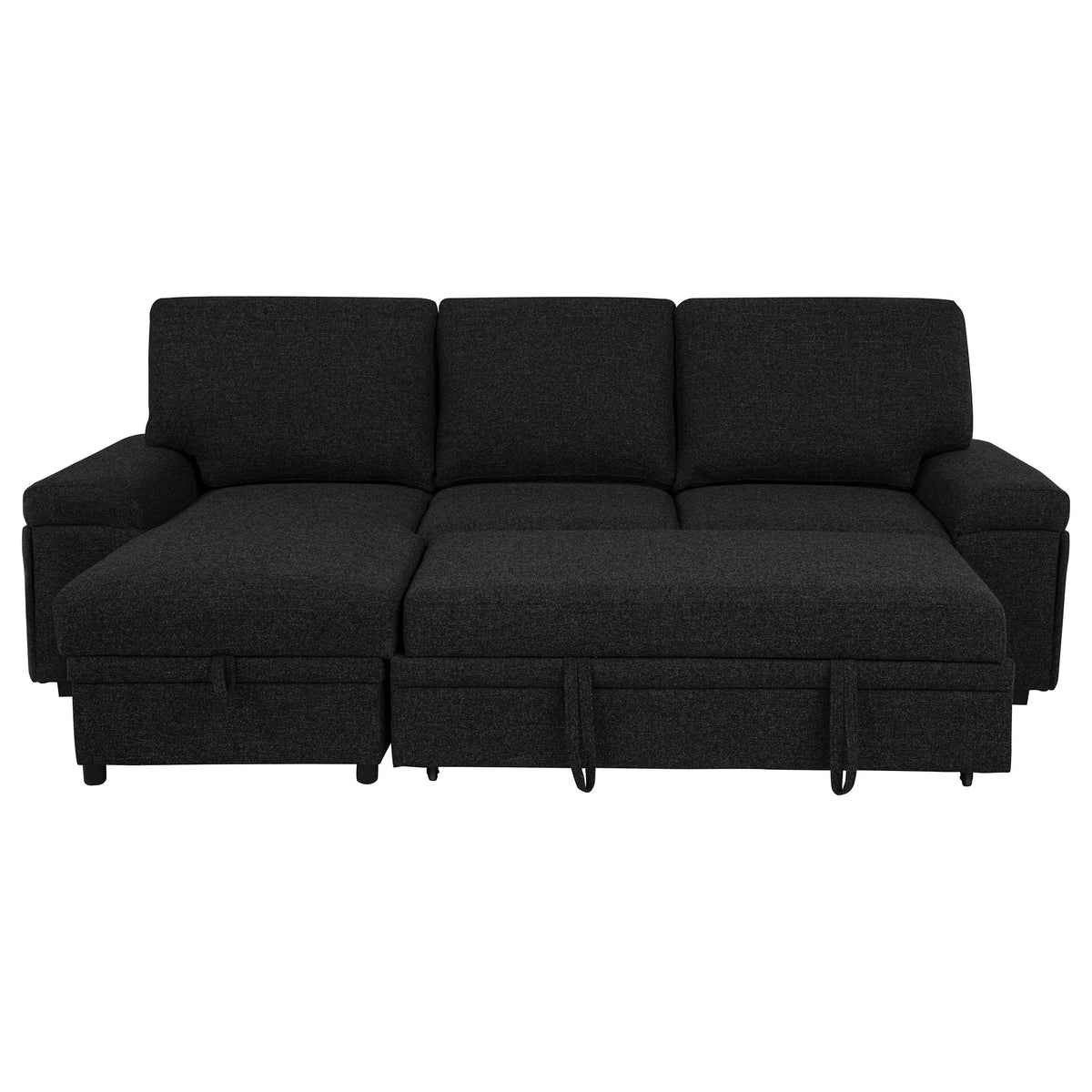 Demko Sleeper Sectional Sofa with Speaker and Storage Chaise - Black
