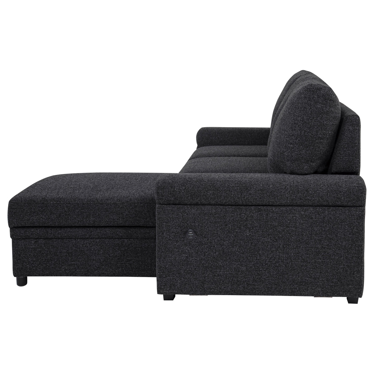 Demko Sleeper Sectional Sofa with Speaker and Storage Chaise - Black