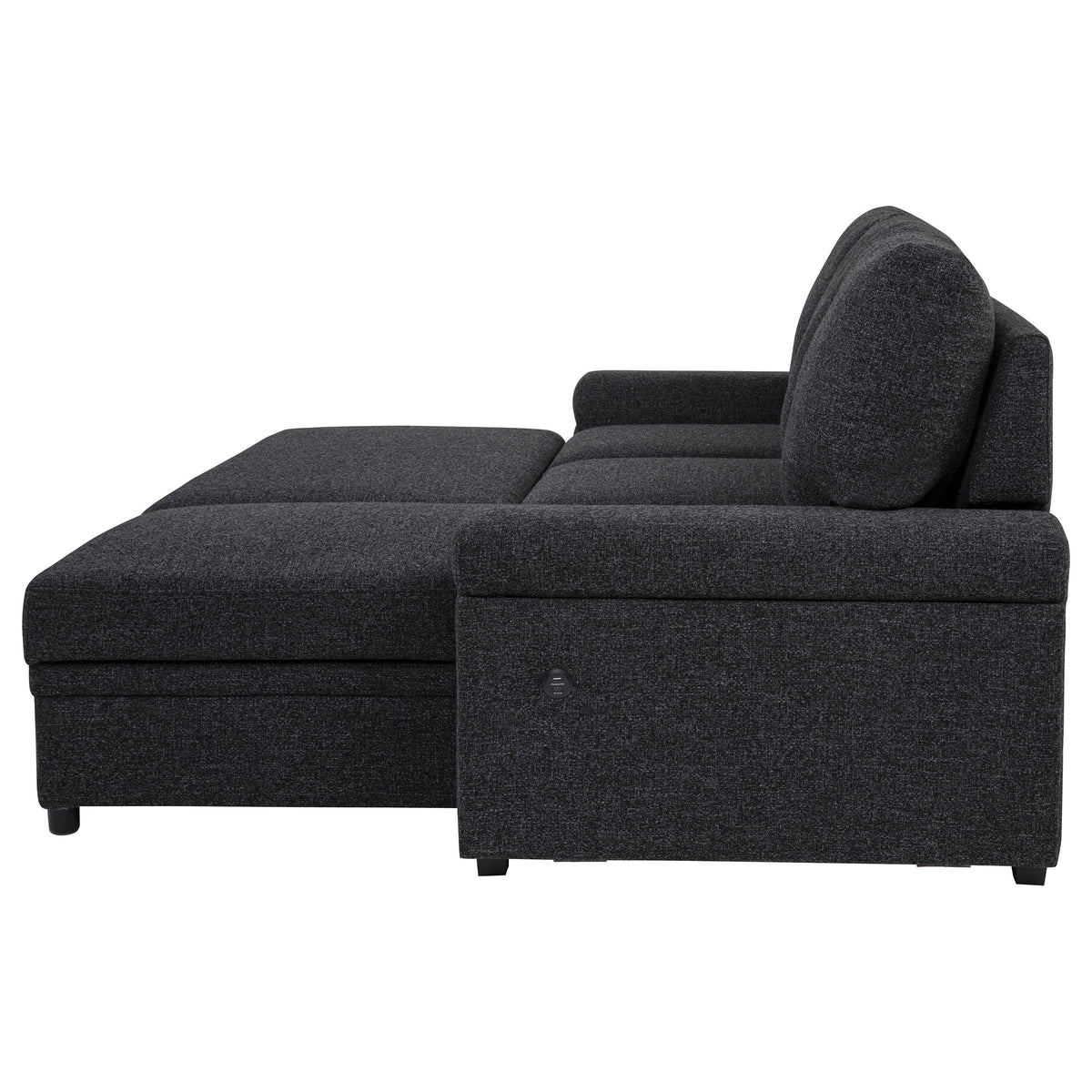 Demko Sleeper Sectional Sofa with Speaker and Storage Chaise - Black