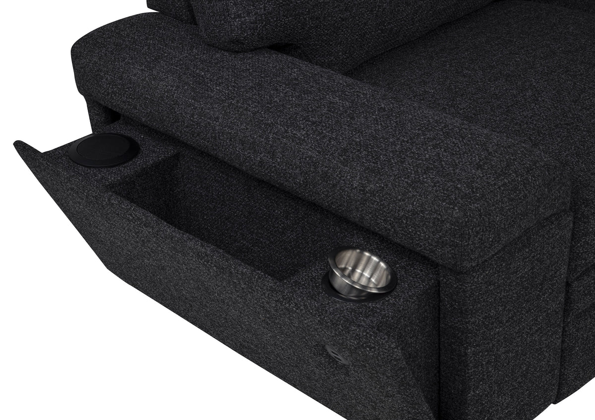 Demko Sleeper Sectional Sofa with Speaker and Storage Chaise - Black