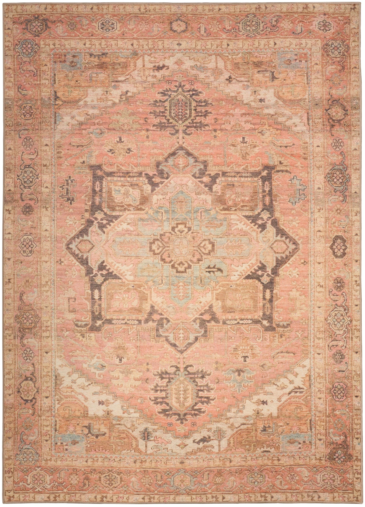 Vintage Washables VWS11 Coral Multicolor Rug - Rectangle