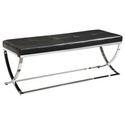 Walton Faux Leather Upholstered Tufted Accent Bench - Black