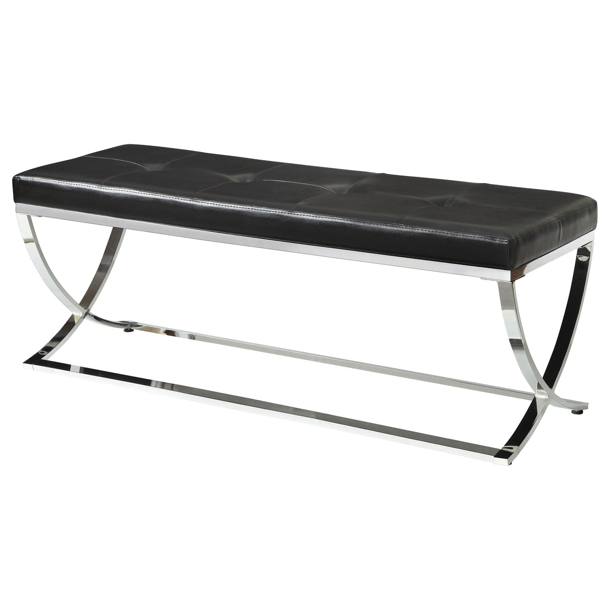 Walton Faux Leather Upholstered Tufted Accent Bench - Black