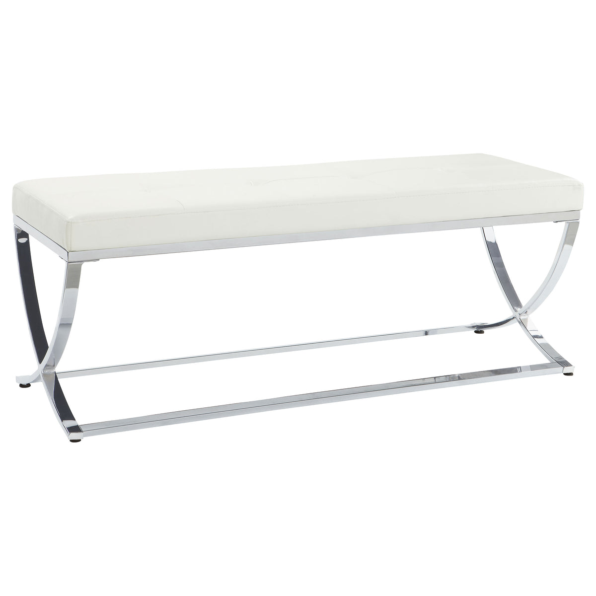 Walton Faux Leather Upholstered Tufted Accent Bench - White