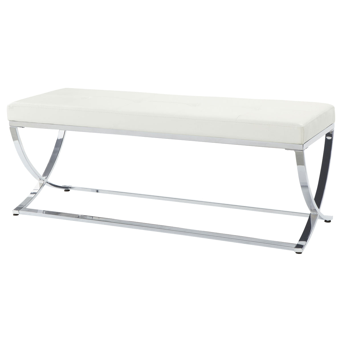 Walton Faux Leather Upholstered Tufted Accent Bench - White