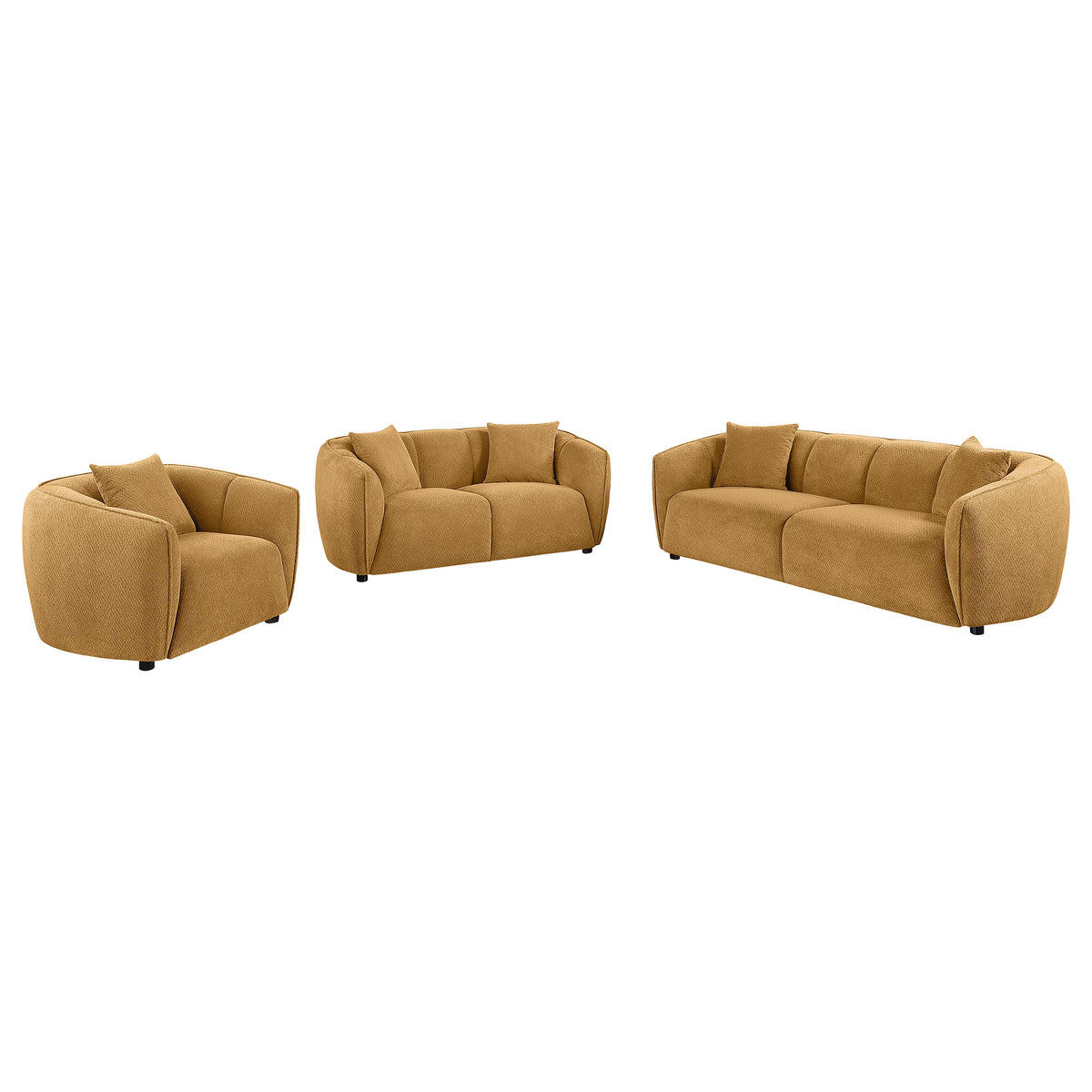 Aleisha 3-piece Fabric Upholstered Sofa Set - Mustard Yellow