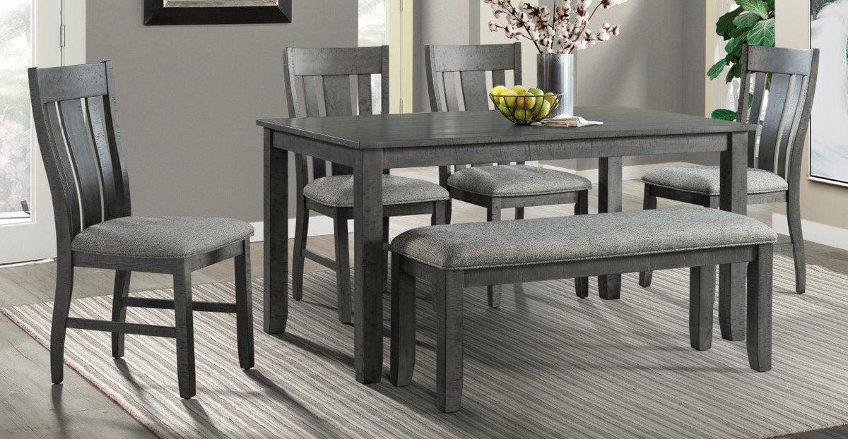 Hawthorne Grey Dining Table with 4 Chairs & Bench