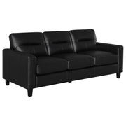Scotland Faux Leather Upholstered Track Arm Sofa - Black