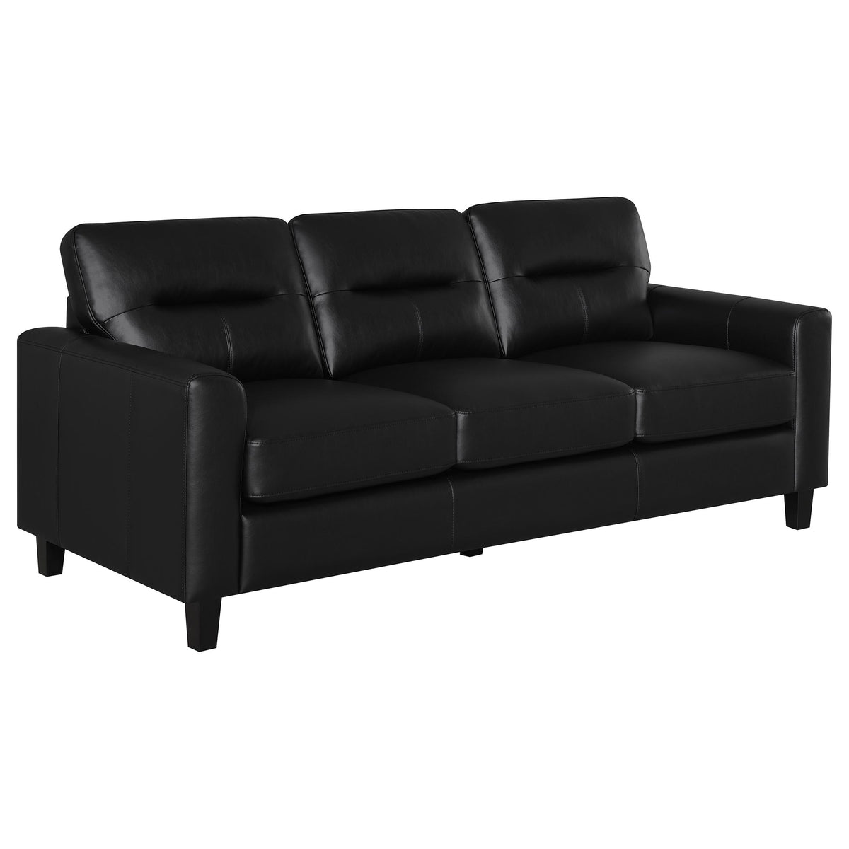 Scotland Faux Leather Upholstered Track Arm Sofa - Black