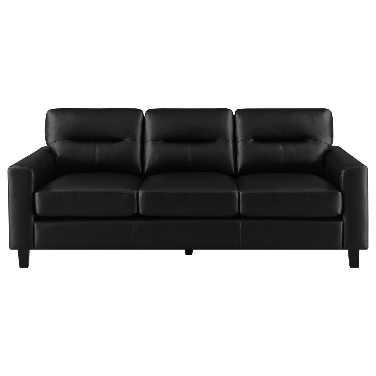 Scotland Faux Leather Upholstered Track Arm Sofa - Black
