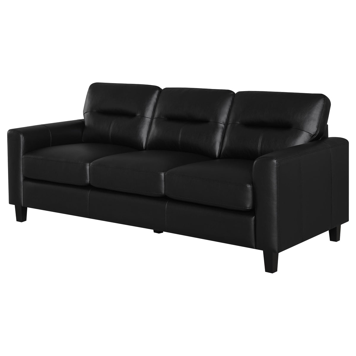Scotland Faux Leather Upholstered Track Arm Sofa - Black