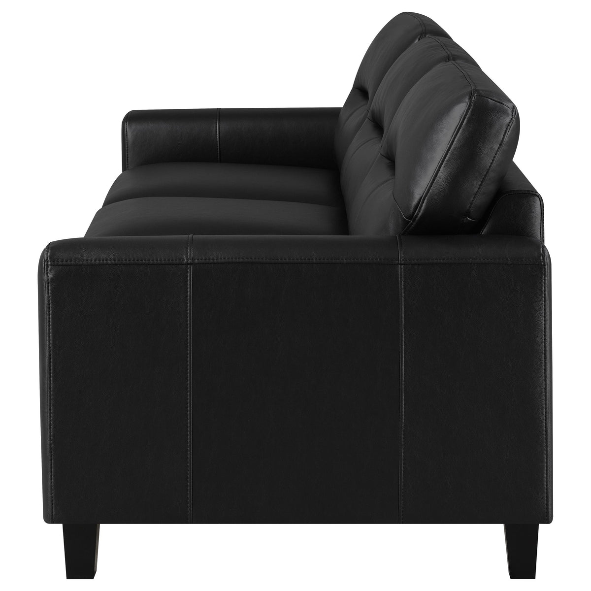 Scotland Faux Leather Upholstered Track Arm Sofa - Black