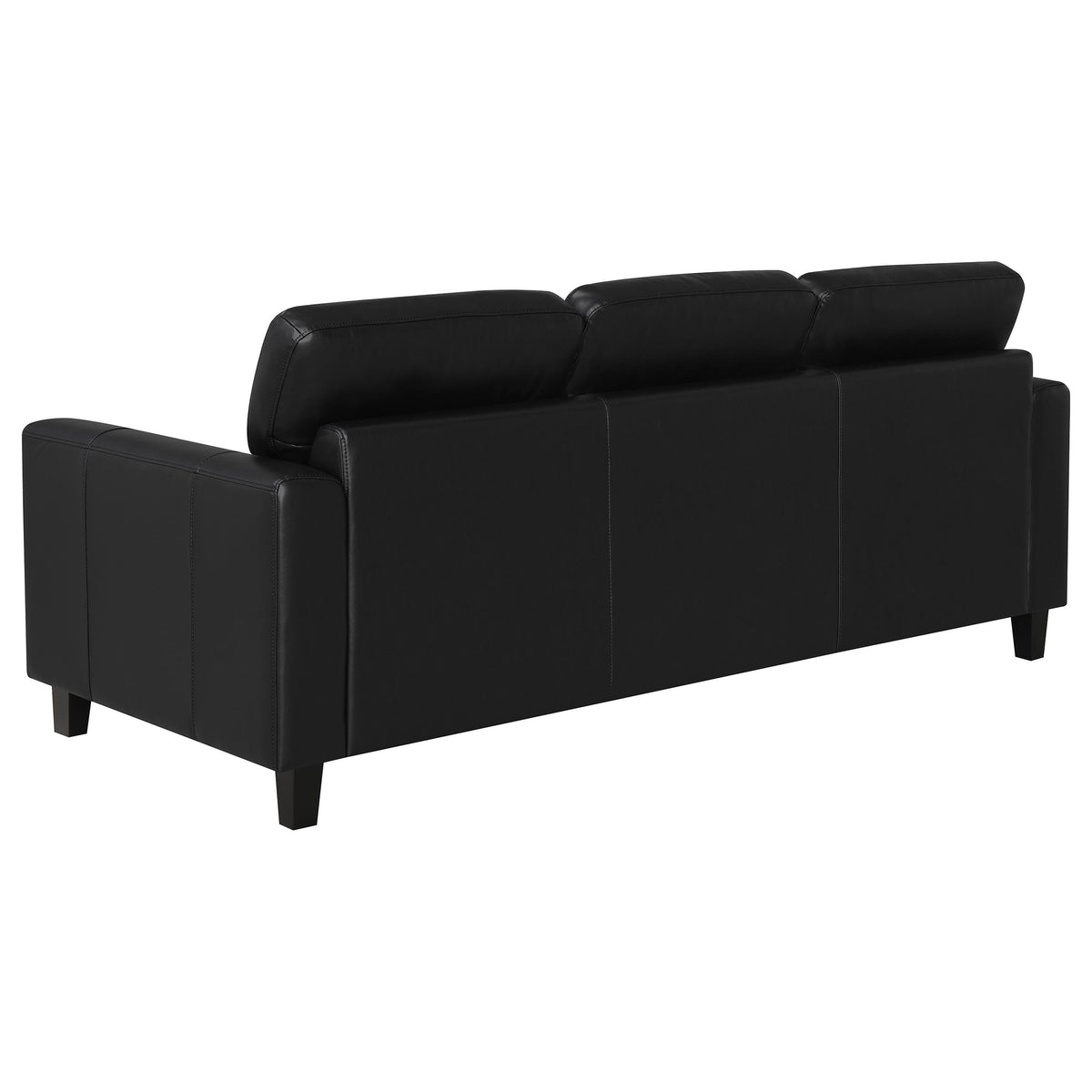 Scotland Faux Leather Upholstered Track Arm Sofa - Black