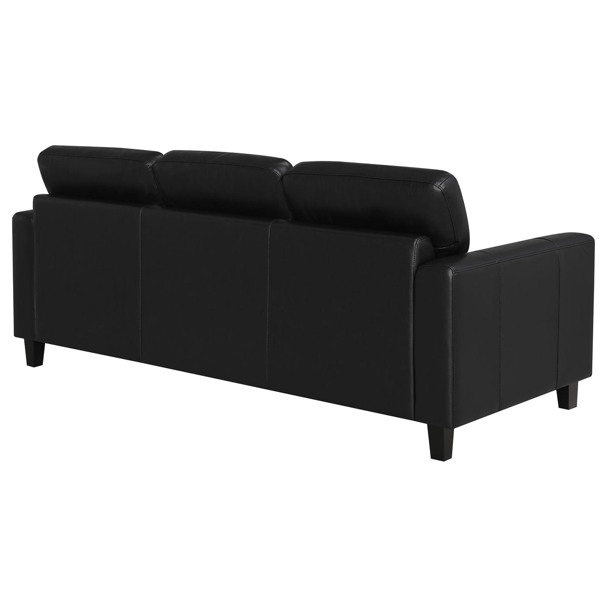 Scotland Faux Leather Upholstered Track Arm Sofa - Black