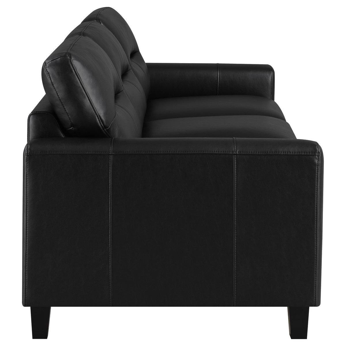 Scotland Faux Leather Upholstered Track Arm Sofa - Black