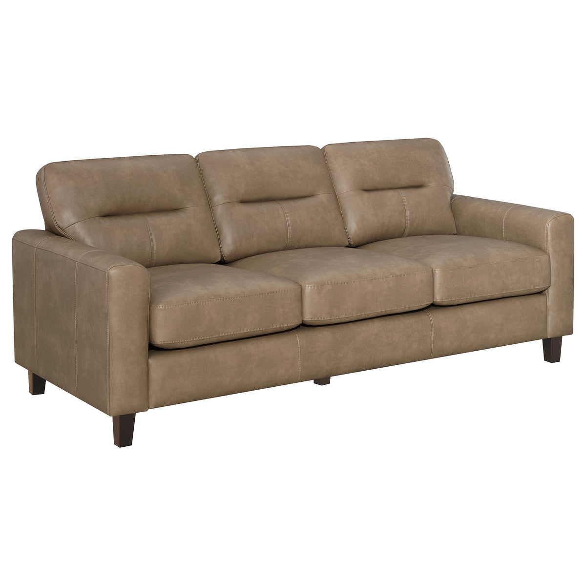 Scotland Faux Leather Upholstered Track Arm Sofa - Brown