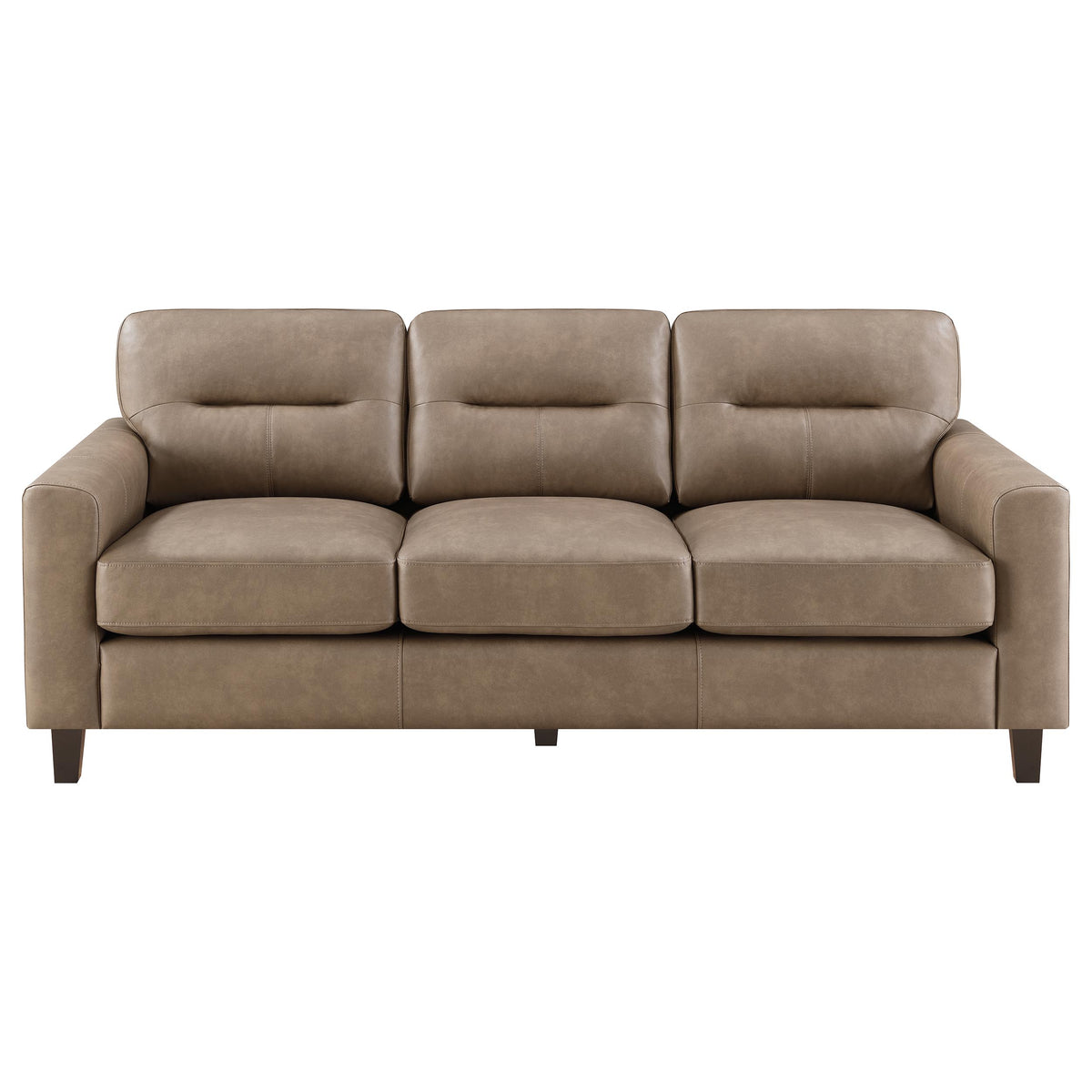 Scotland Faux Leather Upholstered Track Arm Sofa - Brown