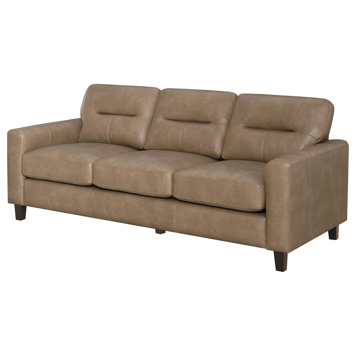 Scotland Faux Leather Upholstered Track Arm Sofa - Brown