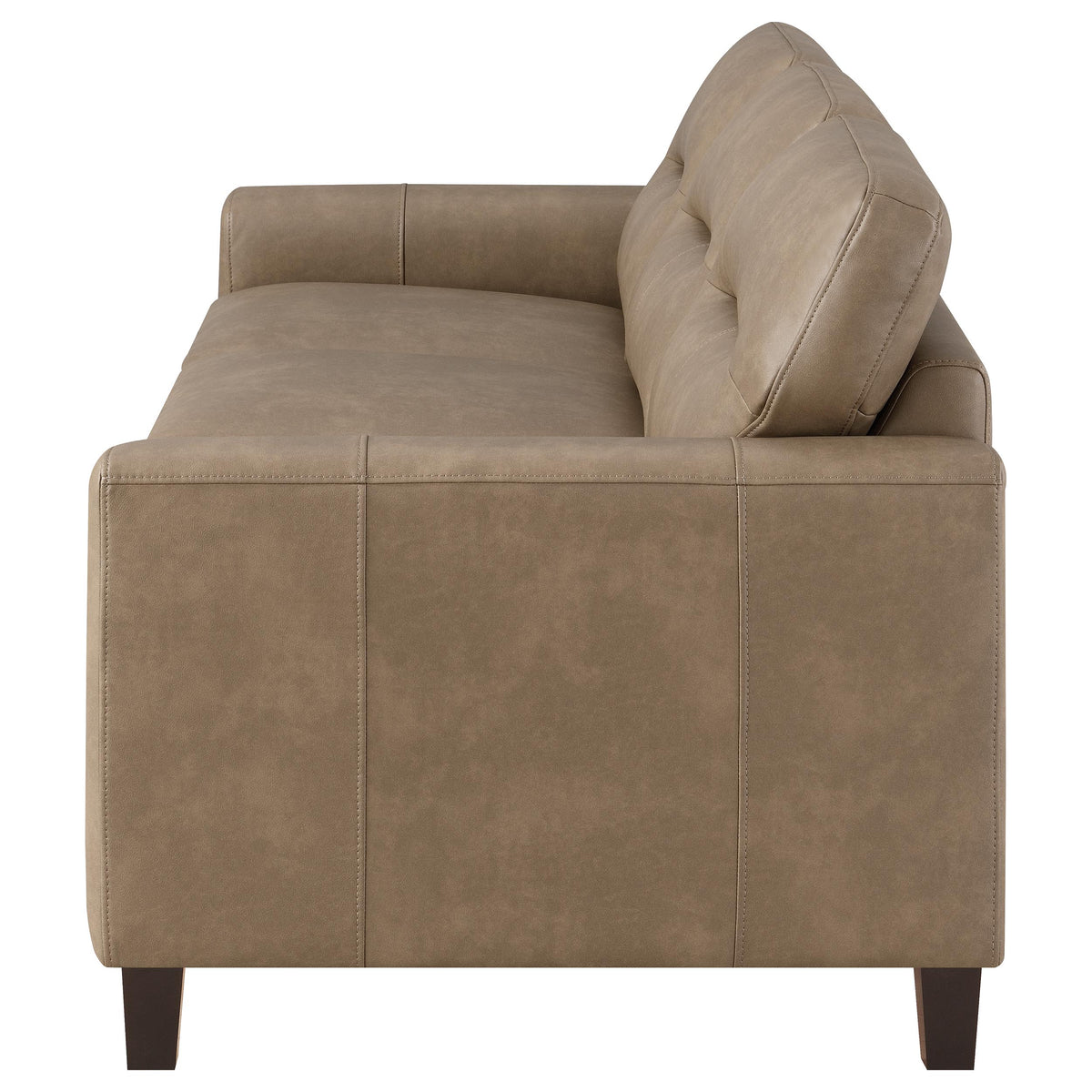 Scotland Faux Leather Upholstered Track Arm Sofa - Brown