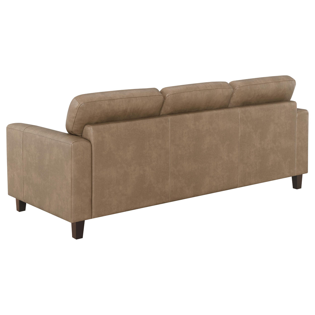 Scotland Faux Leather Upholstered Track Arm Sofa - Brown