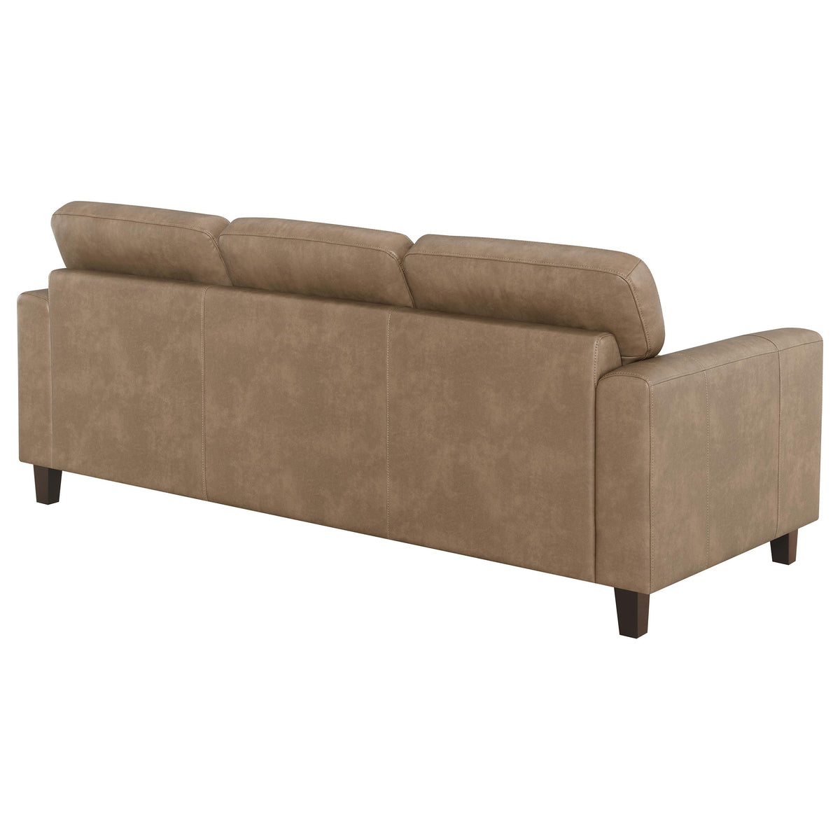 Scotland Faux Leather Upholstered Track Arm Sofa - Brown