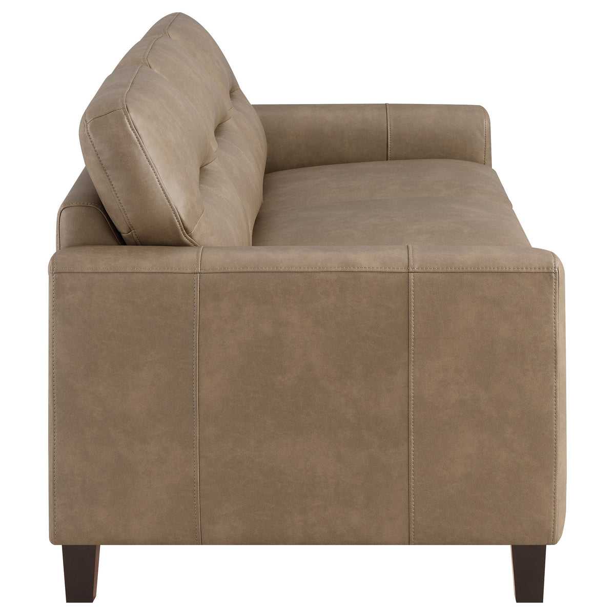 Scotland Faux Leather Upholstered Track Arm Sofa - Brown