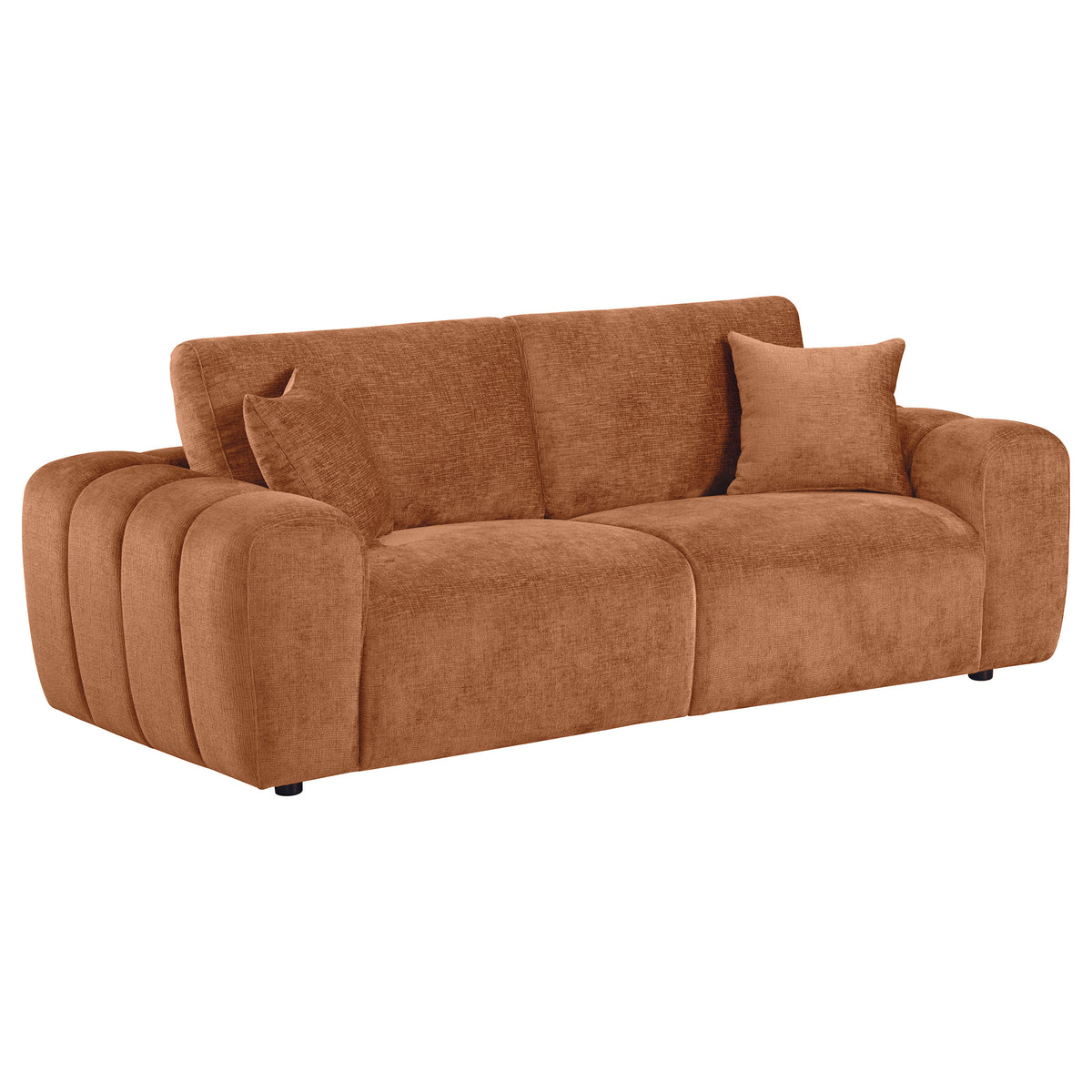 Burnett 3-piece Chenille Upholstered Sofa Set - Burnt Orange