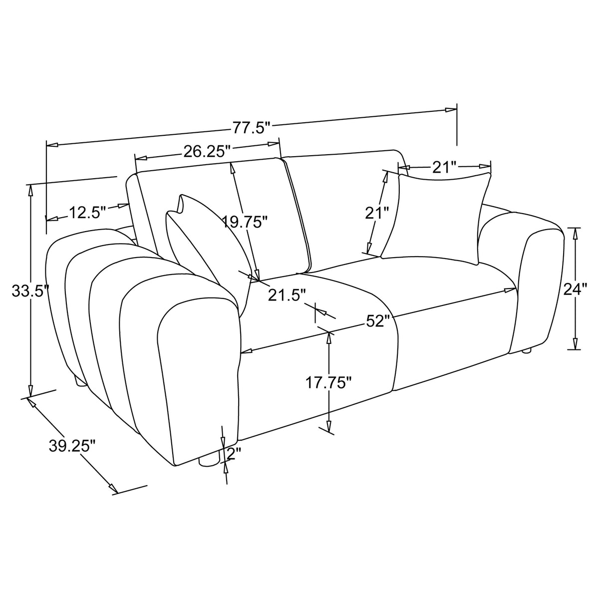 Burnett 3-piece Chenille Upholstered Sofa Set - Burnt Orange