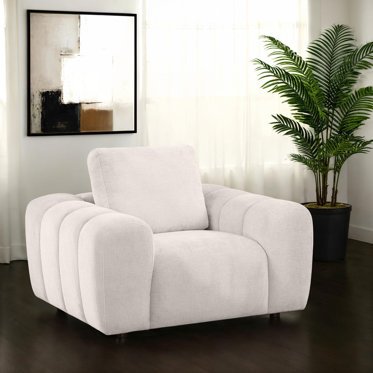 Burnett Chenille Upholstered Accent Chair - Ivory