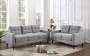 Bowen 2-piece Upholstered Track Arm Tufted Sofa Set - Grey