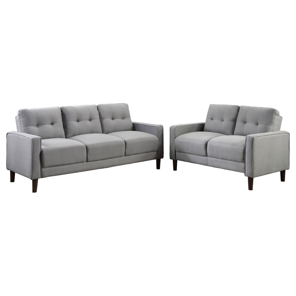 Bowen 2-piece Upholstered Track Arm Tufted Sofa Set - Grey