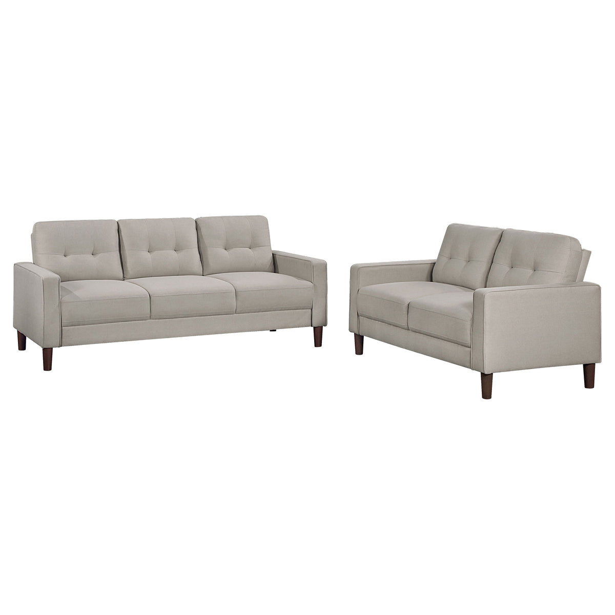 Bowen 2-piece Upholstered Track Arm Tufted Sofa Set - Beige